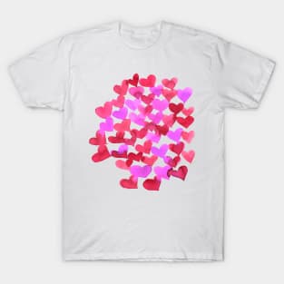 Watercolor melting hearts - pink and red T-Shirt